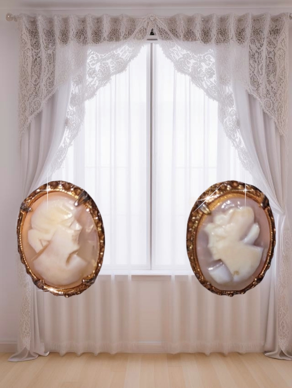Vintage Blush & Ivory Cameo Clip-on Earrings